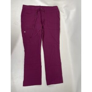 Greys Anatomy Barco Scrubs Cargo Low Rise Straight Leg Pants Womens L Wine NWT